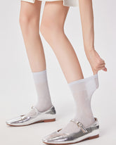 Women Sweet Bow Print Slouch Crew Socks Breathable Mesh Comfort Seamless